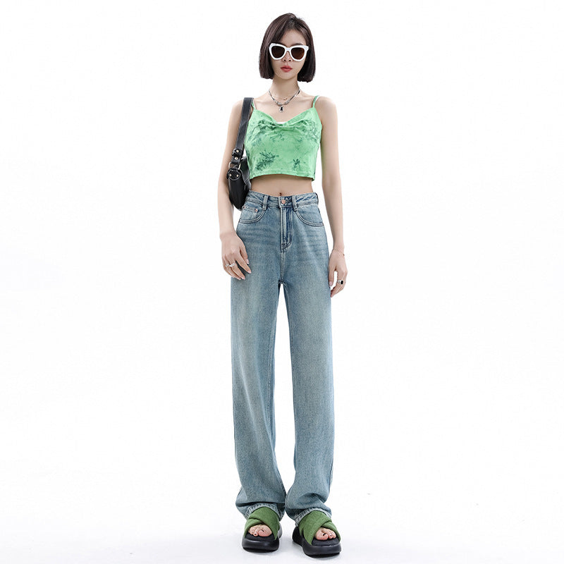 Women's Light-colored Narrow Wide-leg Jeans