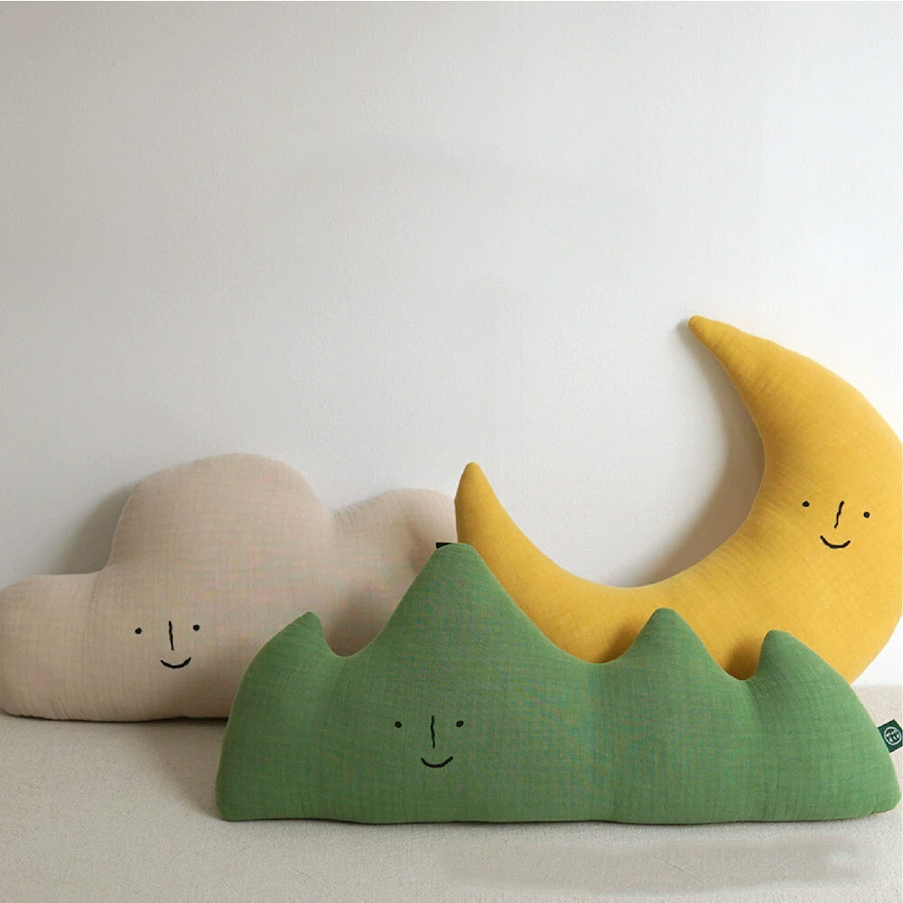 Children's Cute Doll Nap Pillow Baby Doll Newborn Soft And Comfortable Doll Backrest Sofa Waist Pillow Home Decor Cute Pure Cotton Comfortable Pillow Embroidered Moon Headrest Cute Pure Cotton Comfort