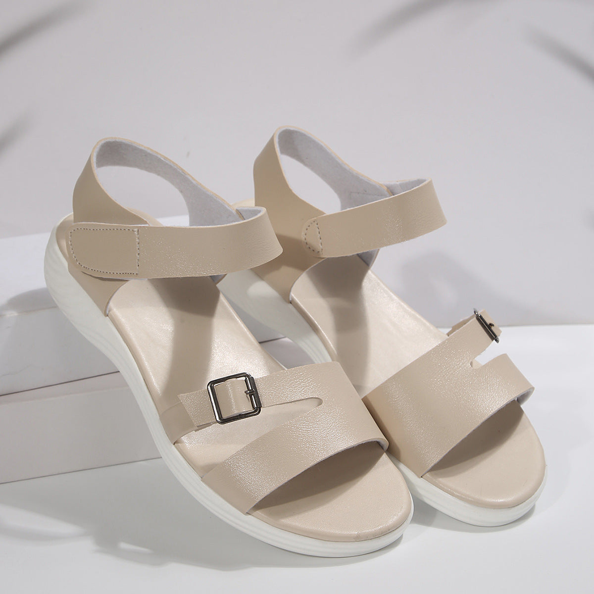 Fashion Velcro Wedge Flat Beach Sandals