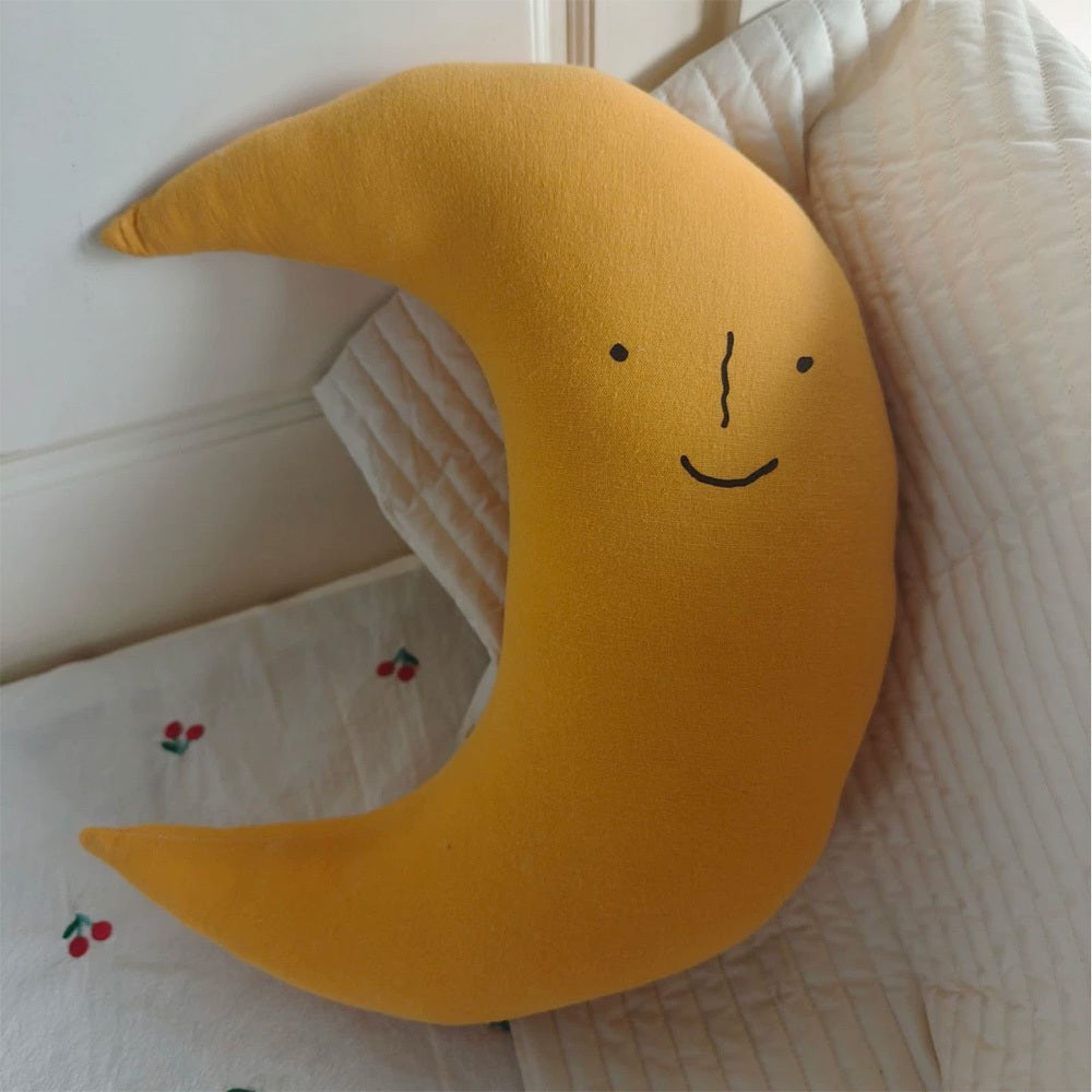 Children's Cute Doll Nap Pillow Baby Doll Newborn Soft And Comfortable Doll Backrest Sofa Waist Pillow Home Decor Cute Pure Cotton Comfortable Pillow Embroidered Moon Headrest Cute Pure Cotton Comfort