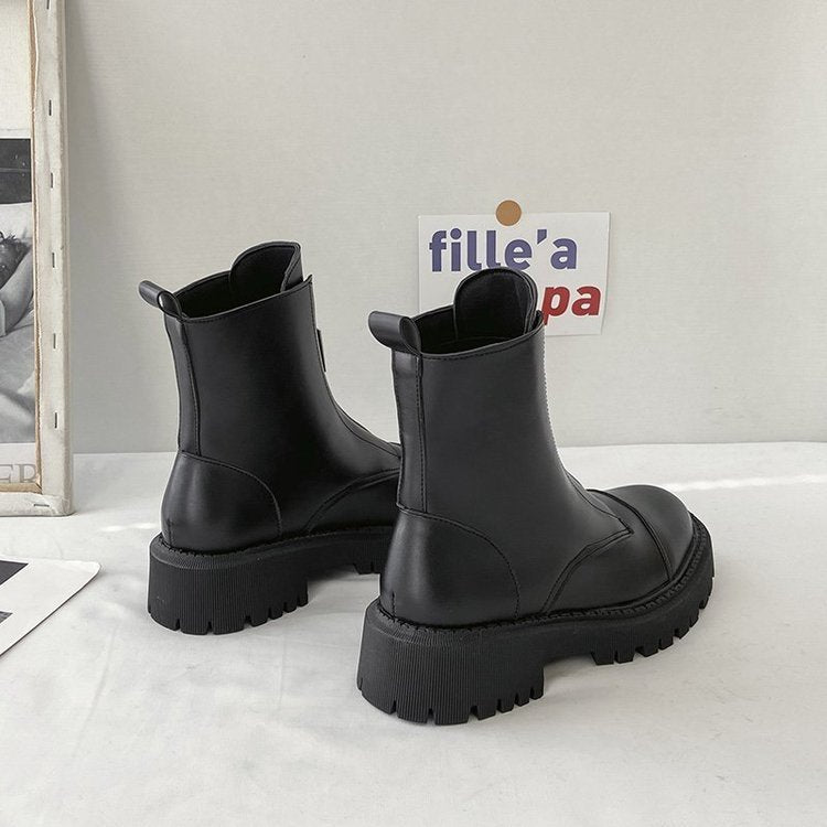 Autumn new thick-soled leather chimney boots