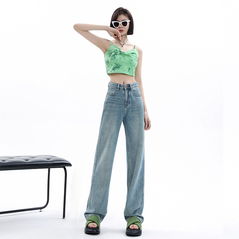 Women's Light-colored Narrow Wide-leg Jeans