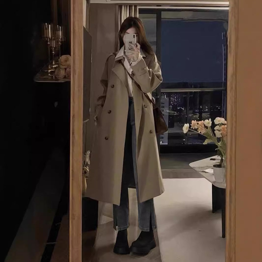 New Spring And Autumn British Style Mid-length Early Autumn Trench Coat For Women