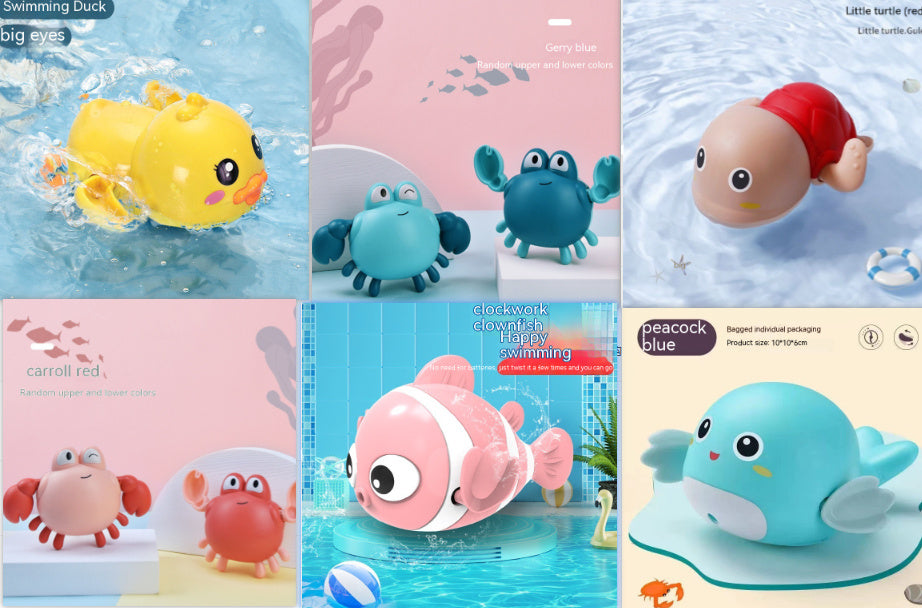 Baby Bath Toys Children Playing Water Small Yellow Duck Swimming Playing Water Little Duck Little Turtle