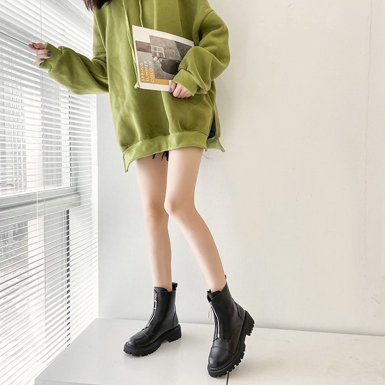 Autumn new thick-soled leather chimney boots