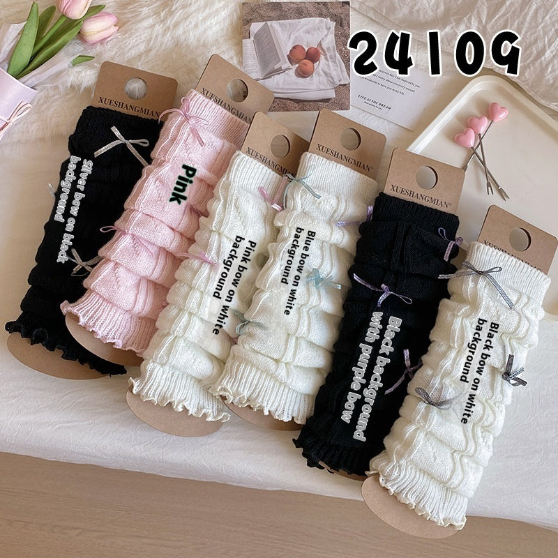 Children's Foot Sock Female Autumn And Winter Bow Pile Style Leg Warmer