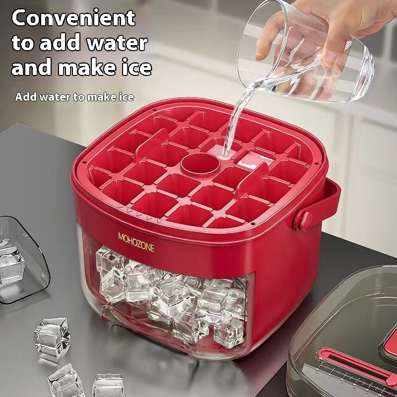 Press-type Convenient Outdoor Portable Ice Tray Large Capacity Ice Bucket 48 Extra-Large Ice Maker Food Grade Plastic Storage Tray Essential Kitchen Gadget