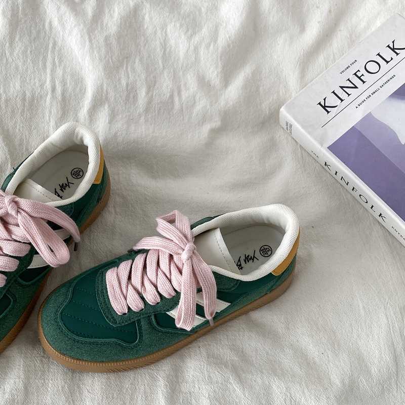 Niche Retro Green German Training Shoes For Women