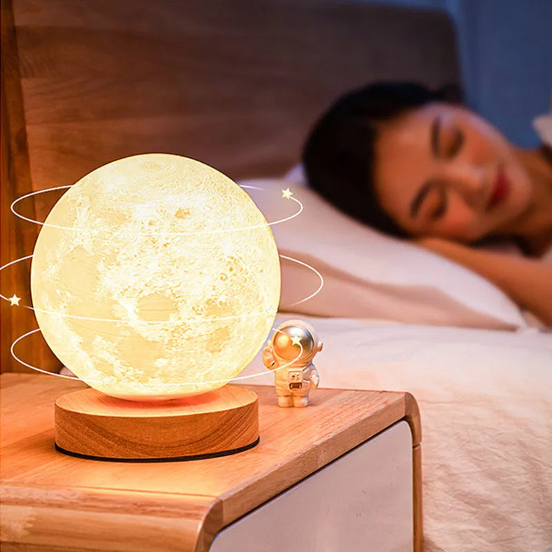 Creative 3D Magnetic Floating Levitating Moon Lamp Touch Control 3 Color Moon Light Lunar Night Light For Home Office Room Decor