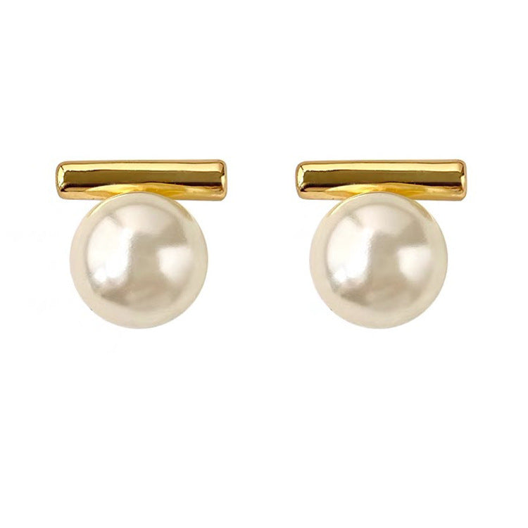 Women's Metal Pearl Stud Earrings