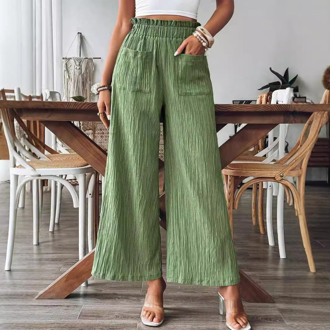 Women's Solid Color Casual Straight Pants