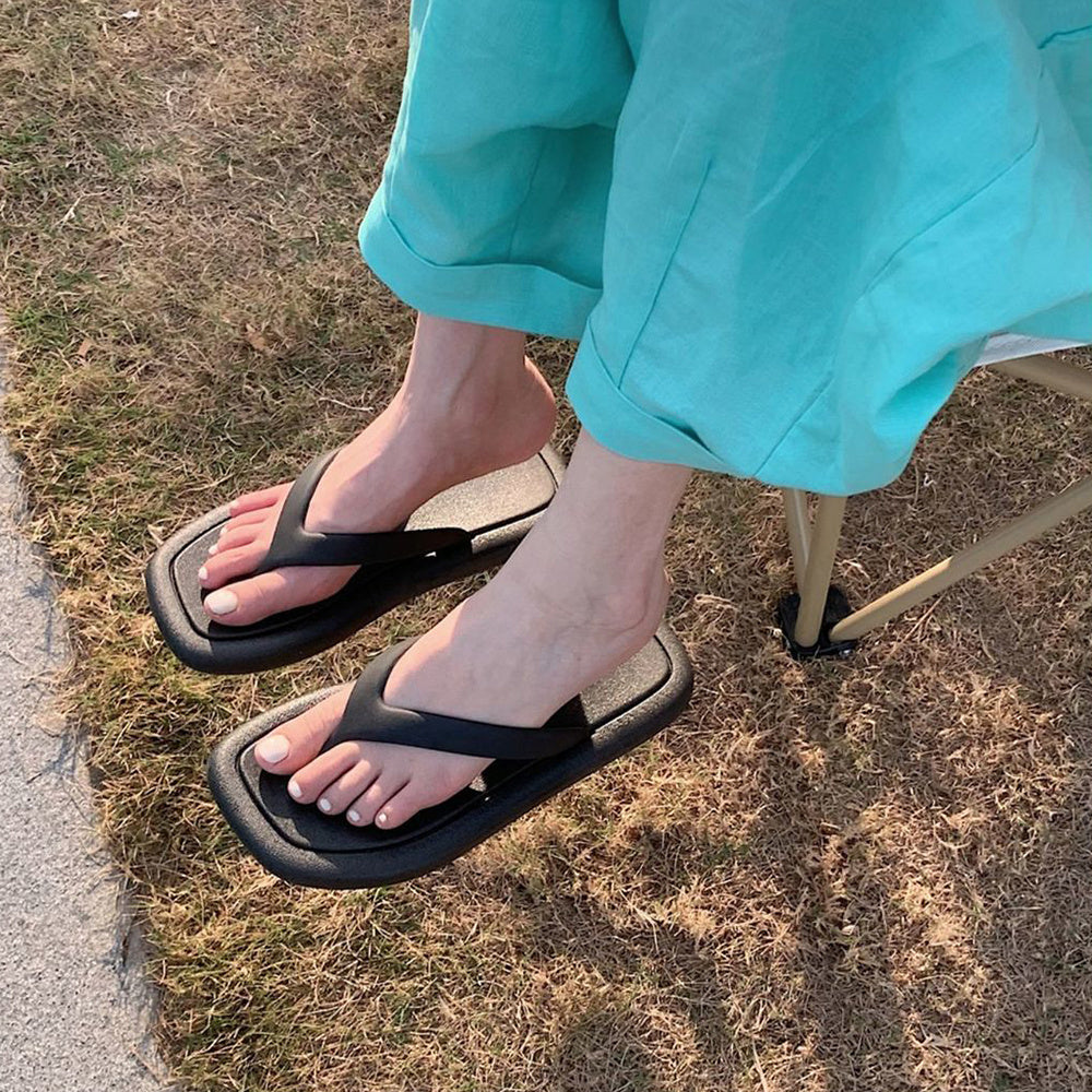 Fashion Solid Color Flip-flops Women's Soft Bottom Flip-flops