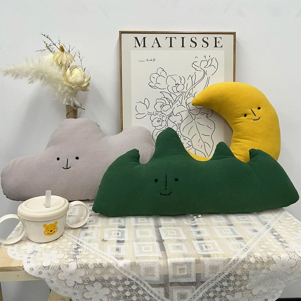 Children's Cute Doll Nap Pillow Baby Doll Newborn Soft And Comfortable Doll Backrest Sofa Waist Pillow Home Decor Cute Pure Cotton Comfortable Pillow Embroidered Moon Headrest Cute Pure Cotton Comfort