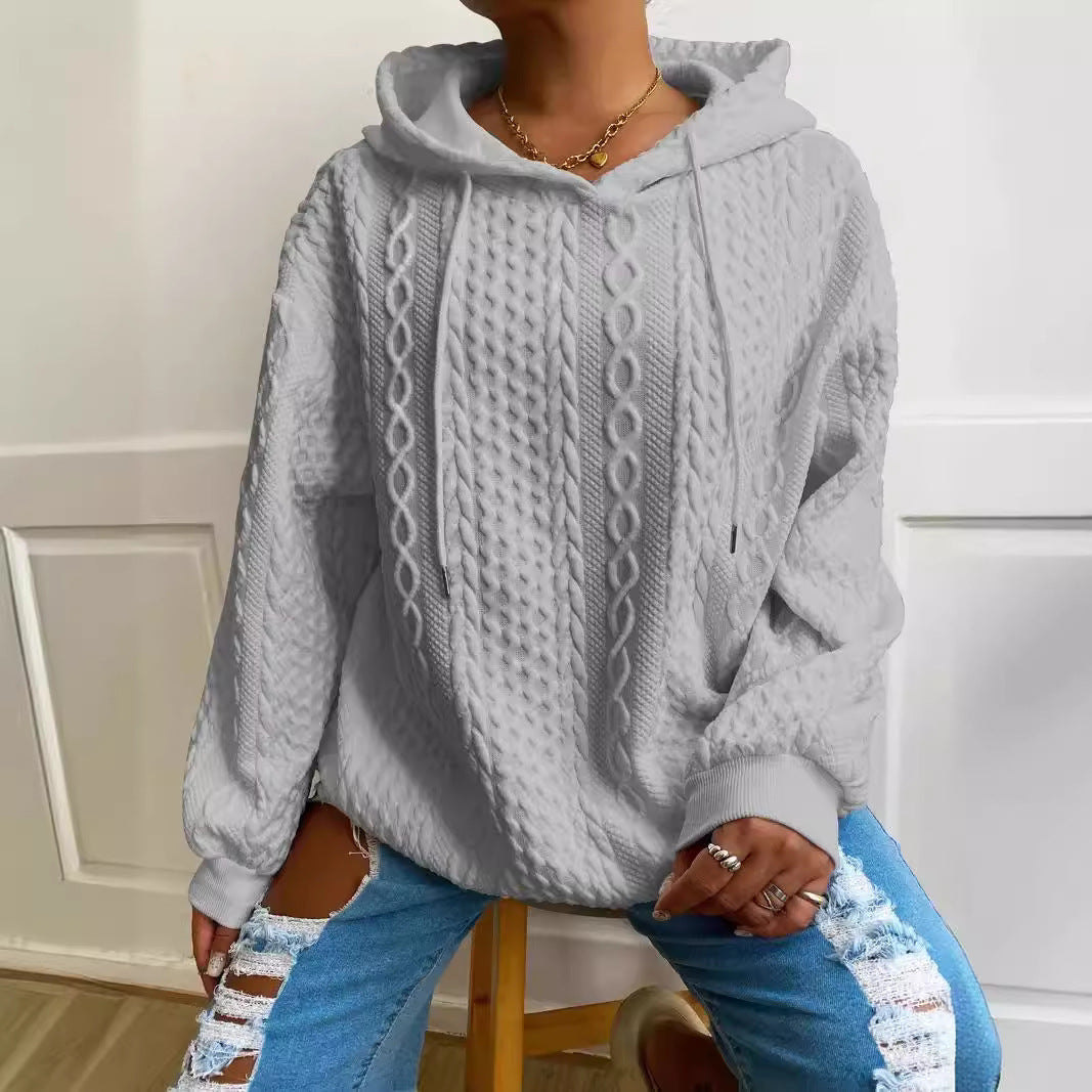 Women's Fashion Twist Pocket Hooded Top Sweater
