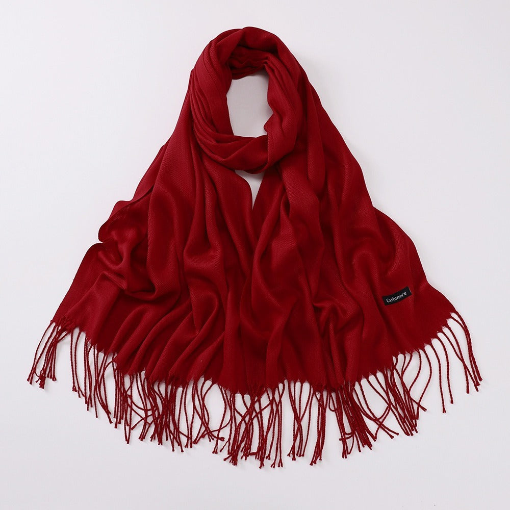 Autumn And Winter Cashmere-like Solid Color Long Scarf