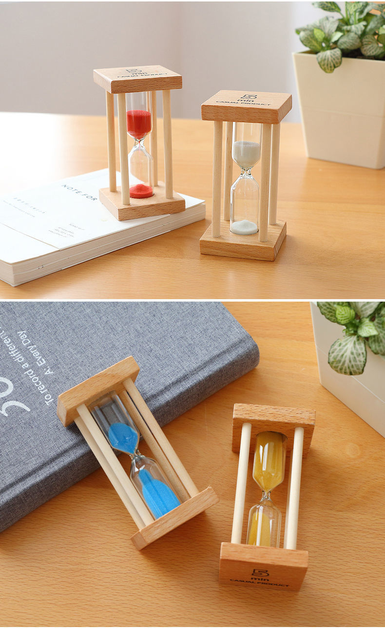 Sand Clock Timer Log Safety Fall Protection Children's Brushing Creative Wooden Decoration Home Decorations
