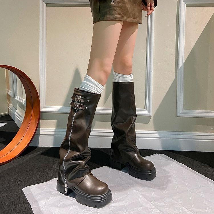 Thick Bottom Chunky Heel All-match Pantyhose Boots For Women