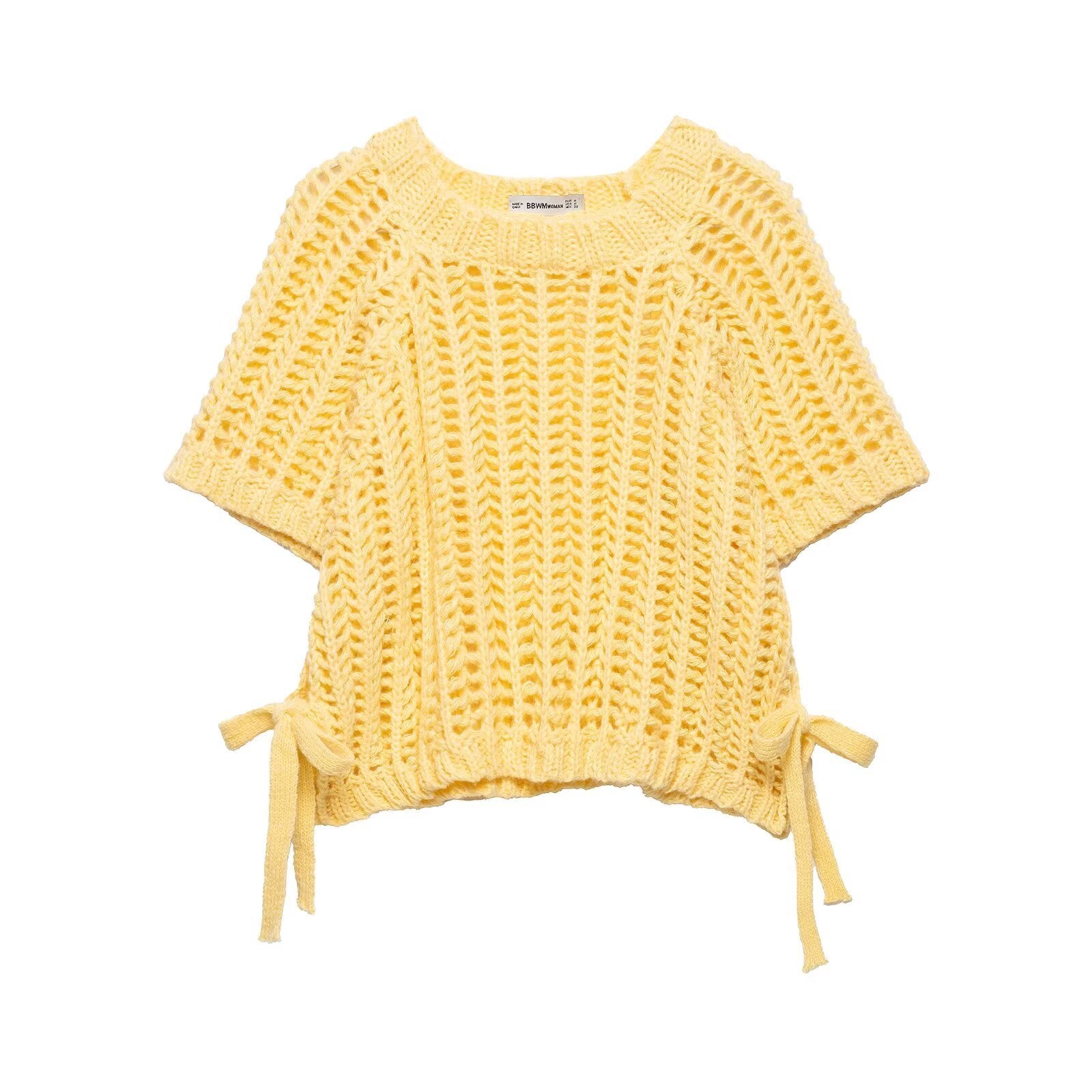 Women's Side Thick Needle Sweater With Trim