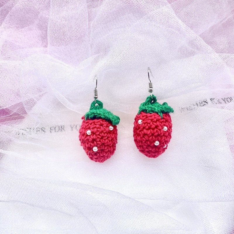 Autumn And Winter Wool Personalized Earrings Red Autumn And Winter