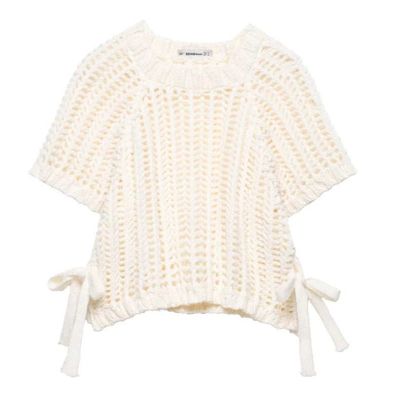 Women's Side Thick Needle Sweater With Trim