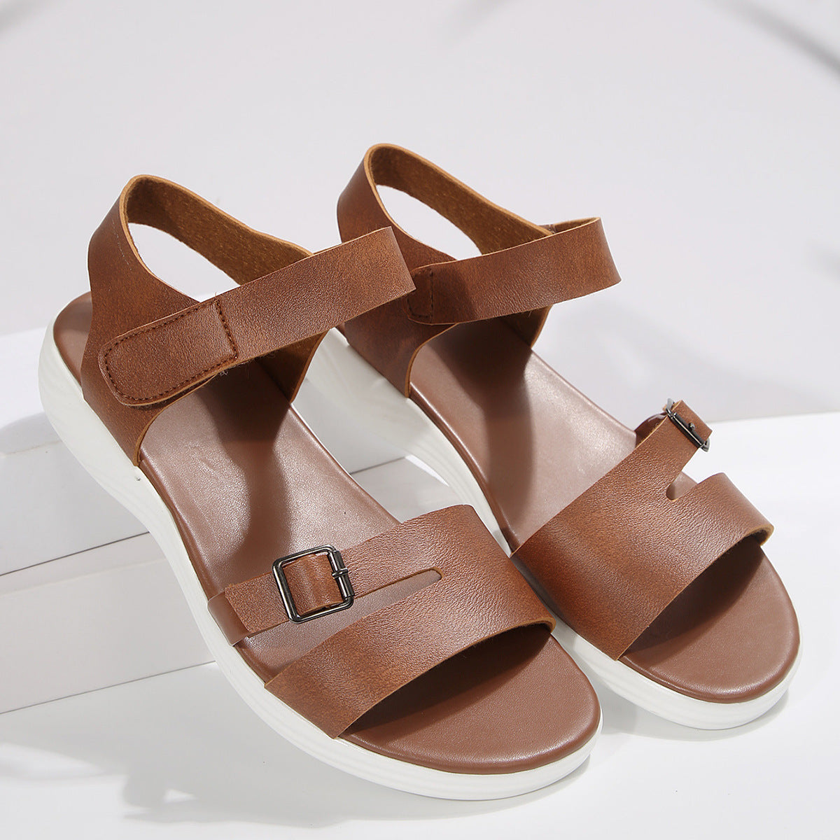 Fashion Velcro Wedge Flat Beach Sandals