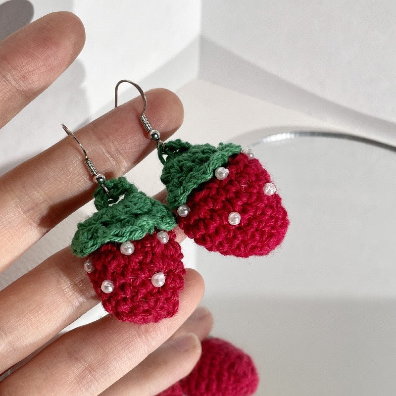Autumn And Winter Wool Personalized Earrings Red Autumn And Winter