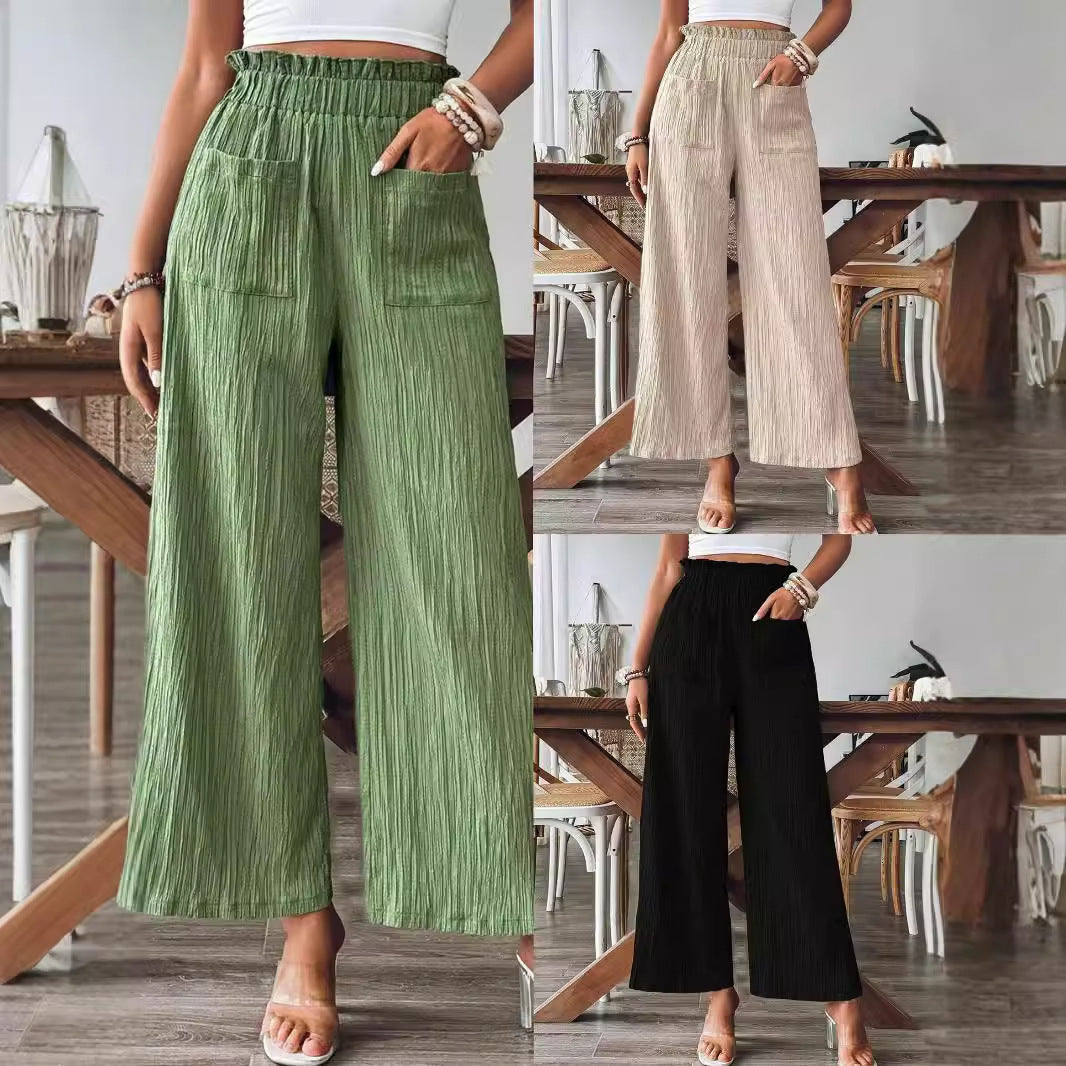 Women's Solid Color Casual Straight Pants