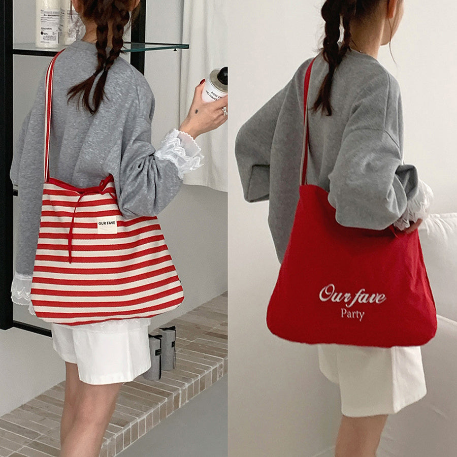 Single Shoulder Messenger Striped Dual-use Large Capacity Canvas Bag