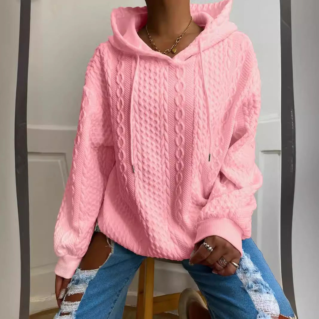 Women's Fashion Twist Pocket Hooded Top Sweater