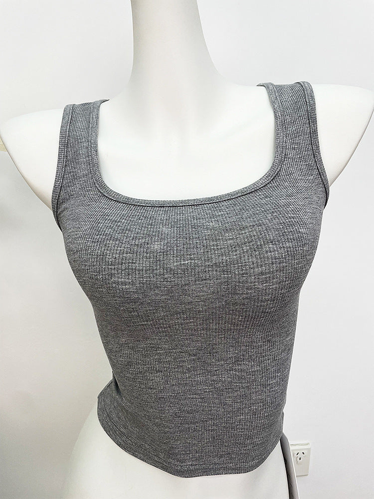 U-neck Sports Vest Summer Slim Fit Solid Color Inner Wear Base