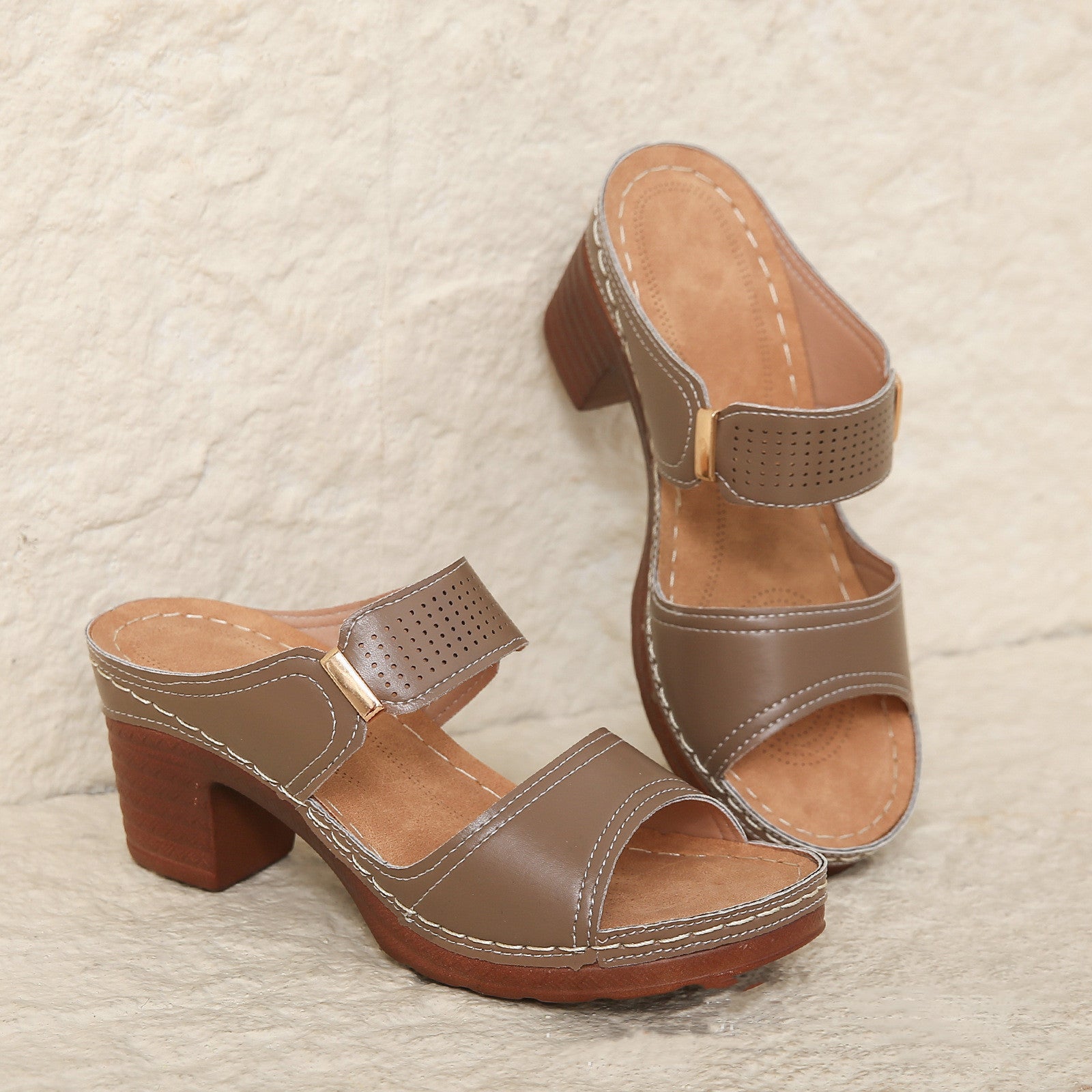 Women's Casual Anti Slip Thick Soled High Heel Sandals