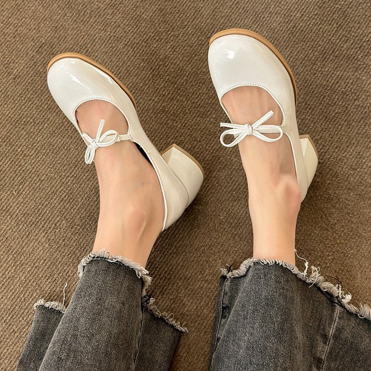 Vintage Bow Mary Jane Shoes Women