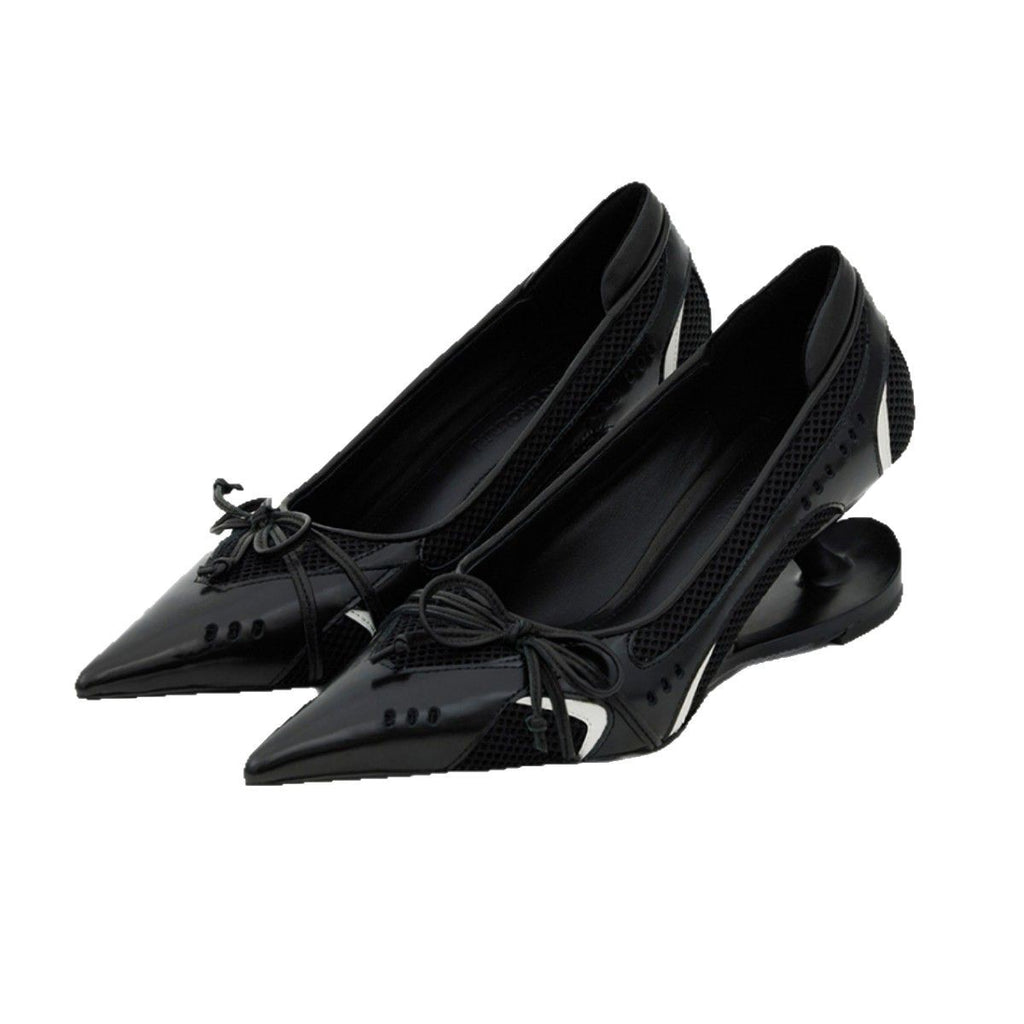 Retro Racing Shoes Suspension Profiled Heel Pointed Low-cut High Heels