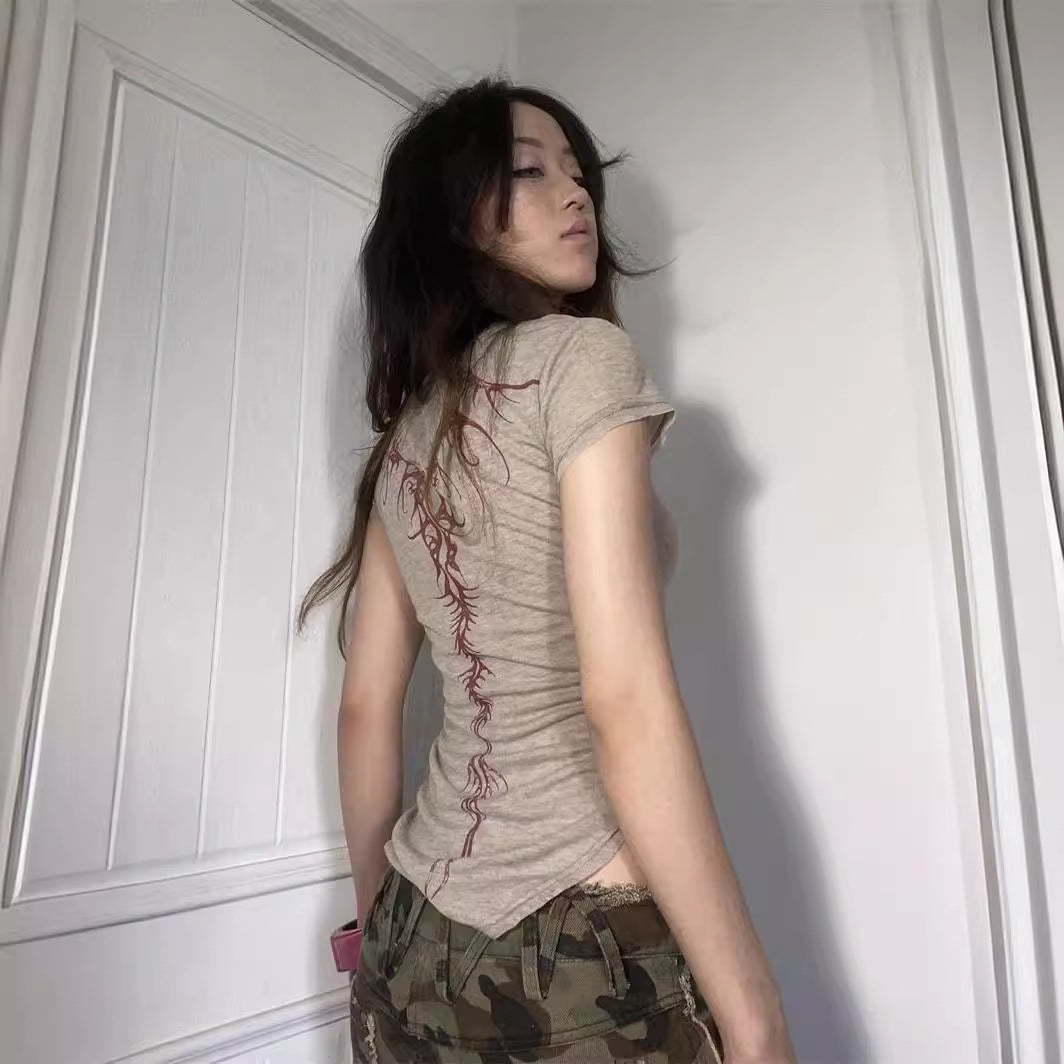 Retro Waste Soil Style Top Reverse T-shirt