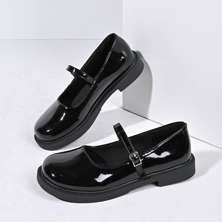 Flat Soft Surface Soft Bottom Shoes Square Mouth Leather Shoes