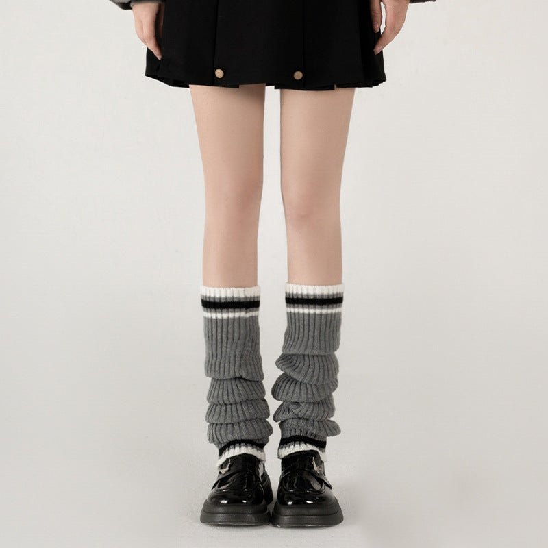 Gray Women's Spring And Autumn Bunching Socks Hot Girl Autumn And Winter