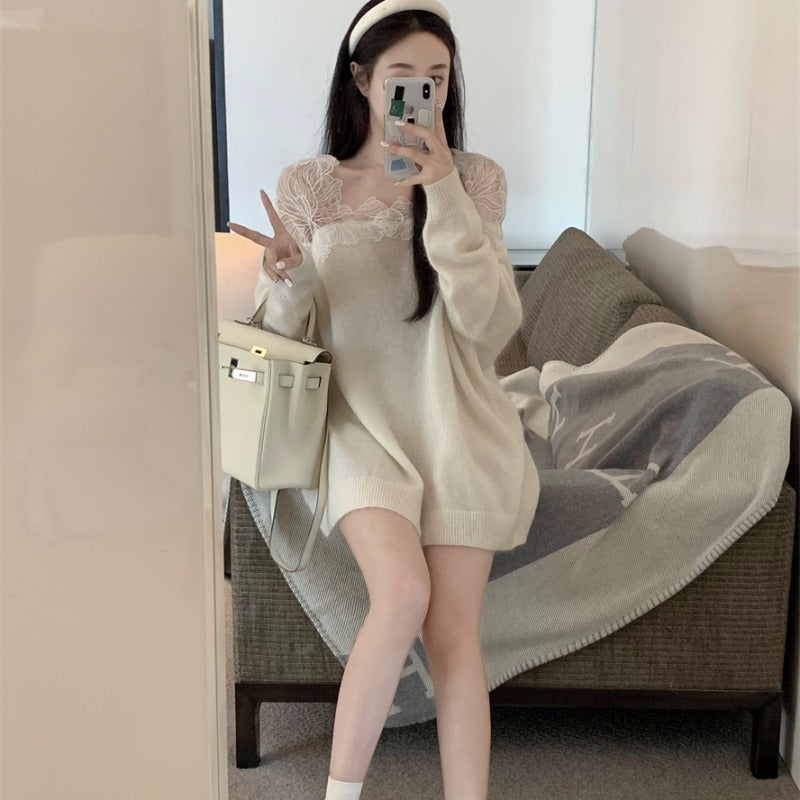 Lace Patchwork Autumn Dress Perspective