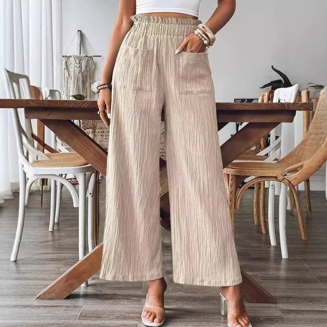 Women's Solid Color Casual Straight Pants