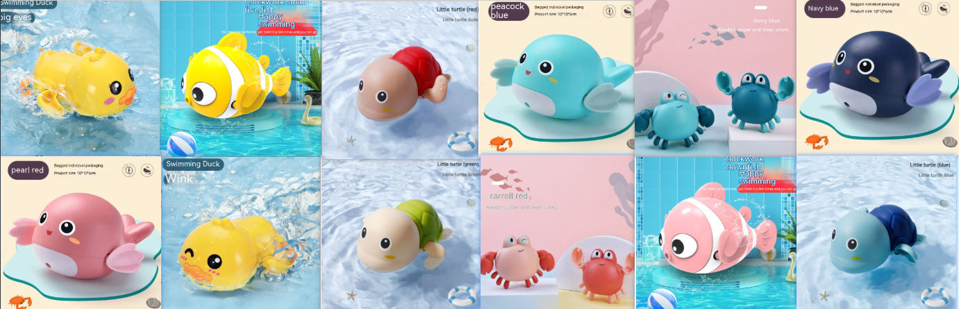 Baby Bath Toys Children Playing Water Small Yellow Duck Swimming Playing Water Little Duck Little Turtle
