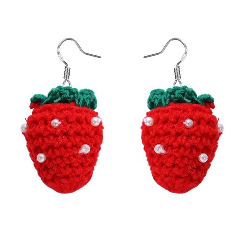 Autumn And Winter Wool Personalized Earrings Red Autumn And Winter