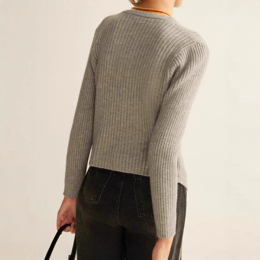 Autumn And Winter Yuan Collar Solid Color Cardigan Sweater