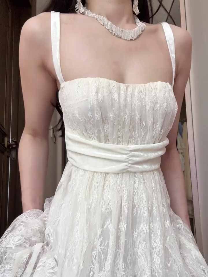 Elegant Lace Suspender Maxi Dress
