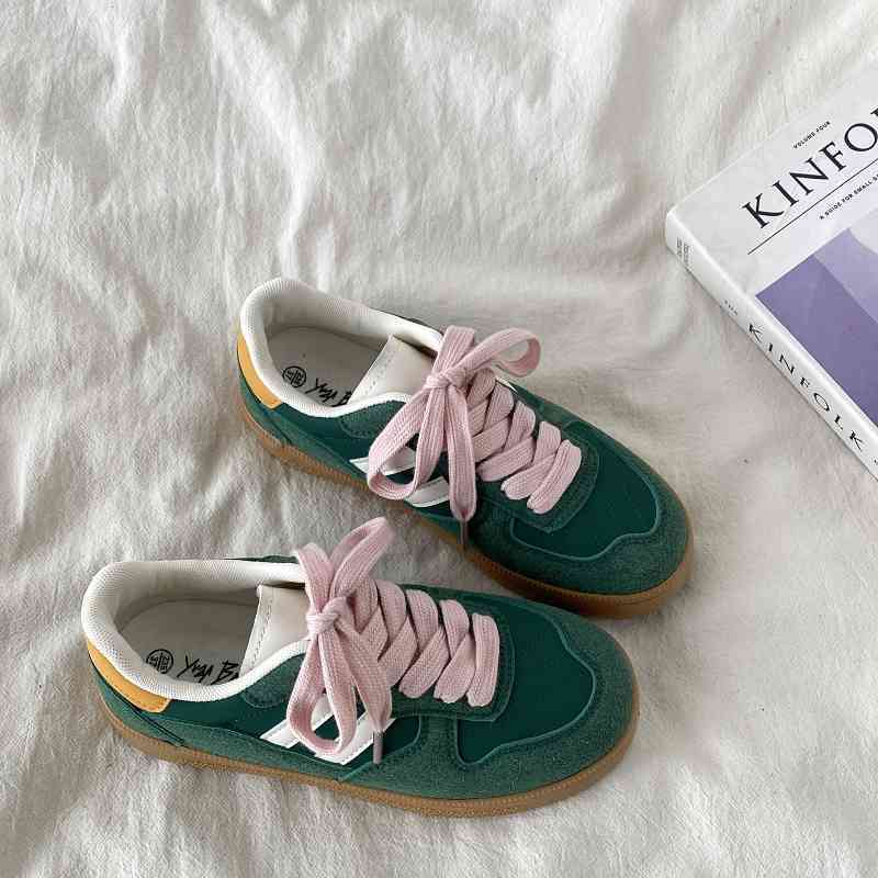 Niche Retro Green German Training Shoes For Women