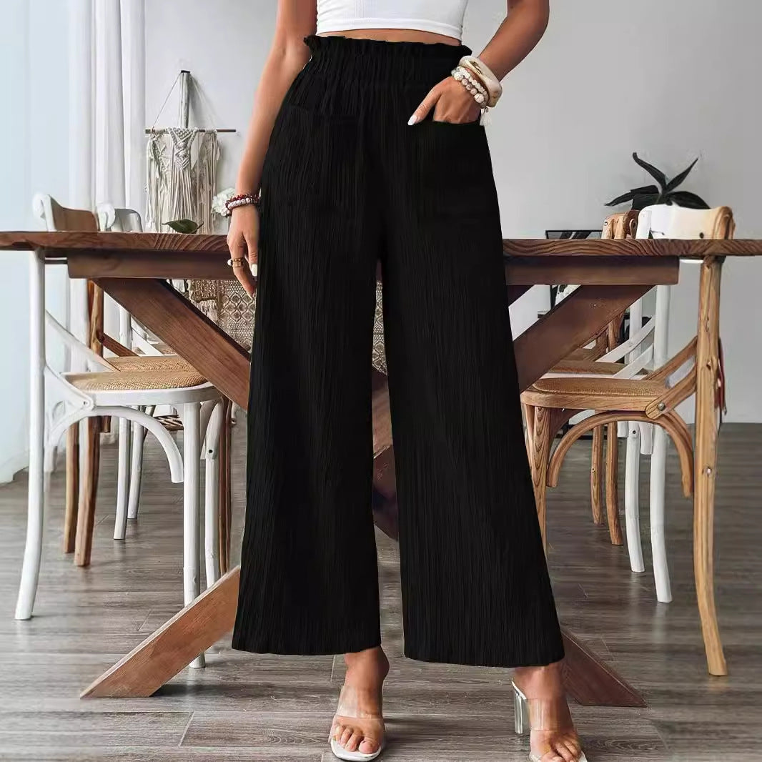 Women's Solid Color Casual Straight Pants