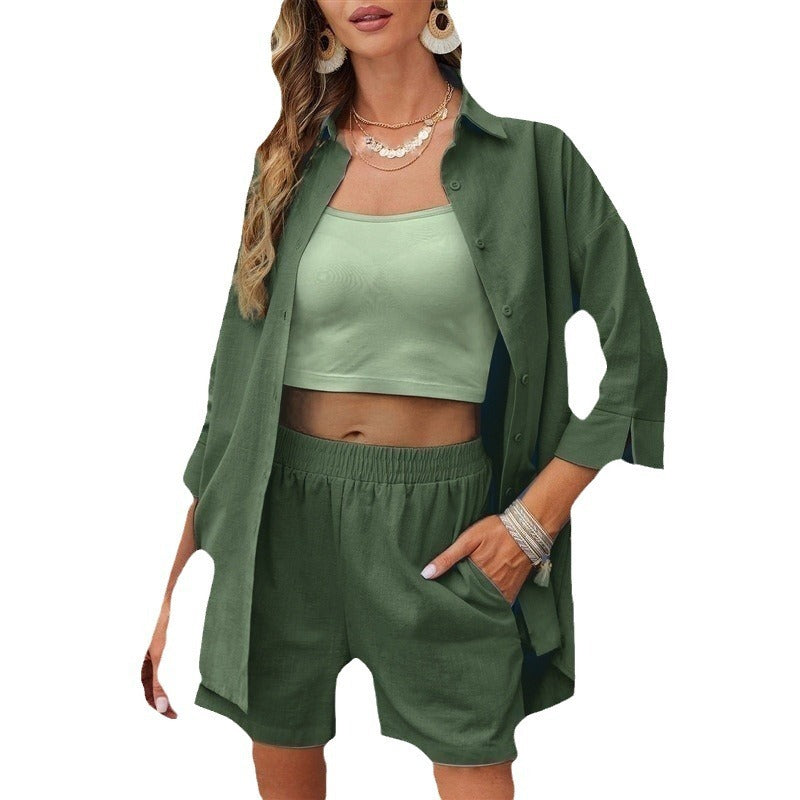 Women's Casual Loose Short Sleeves Shorts Suit