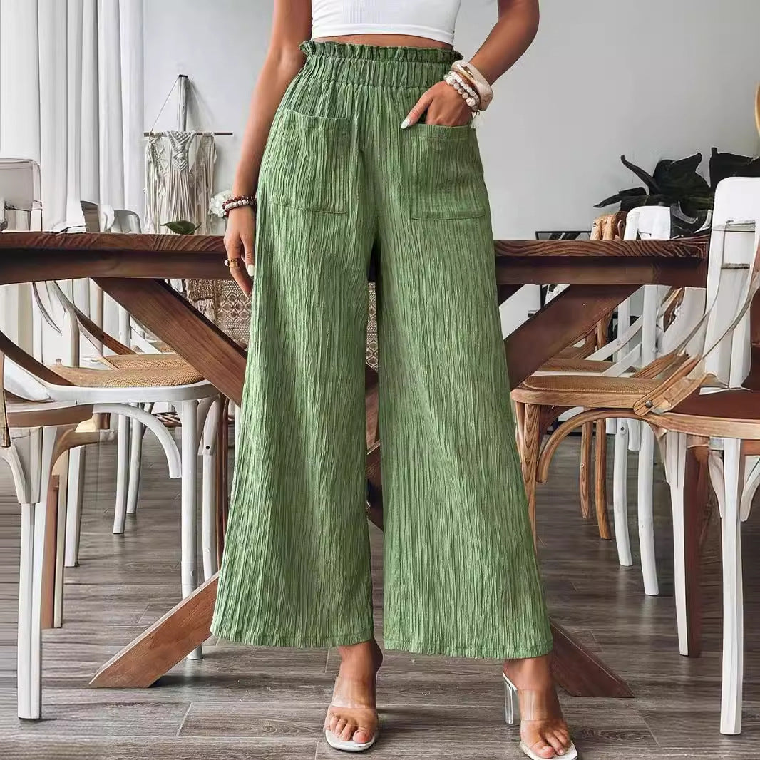 Women's Solid Color Casual Straight Pants