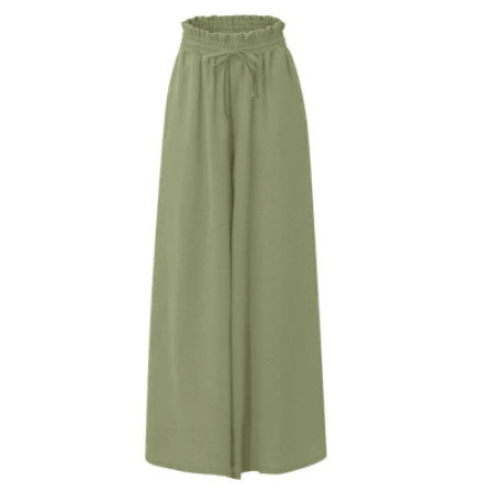 Women's Fashion Wide Leg Elastic Waistband Wide Leg High Waist Long Dress Pants