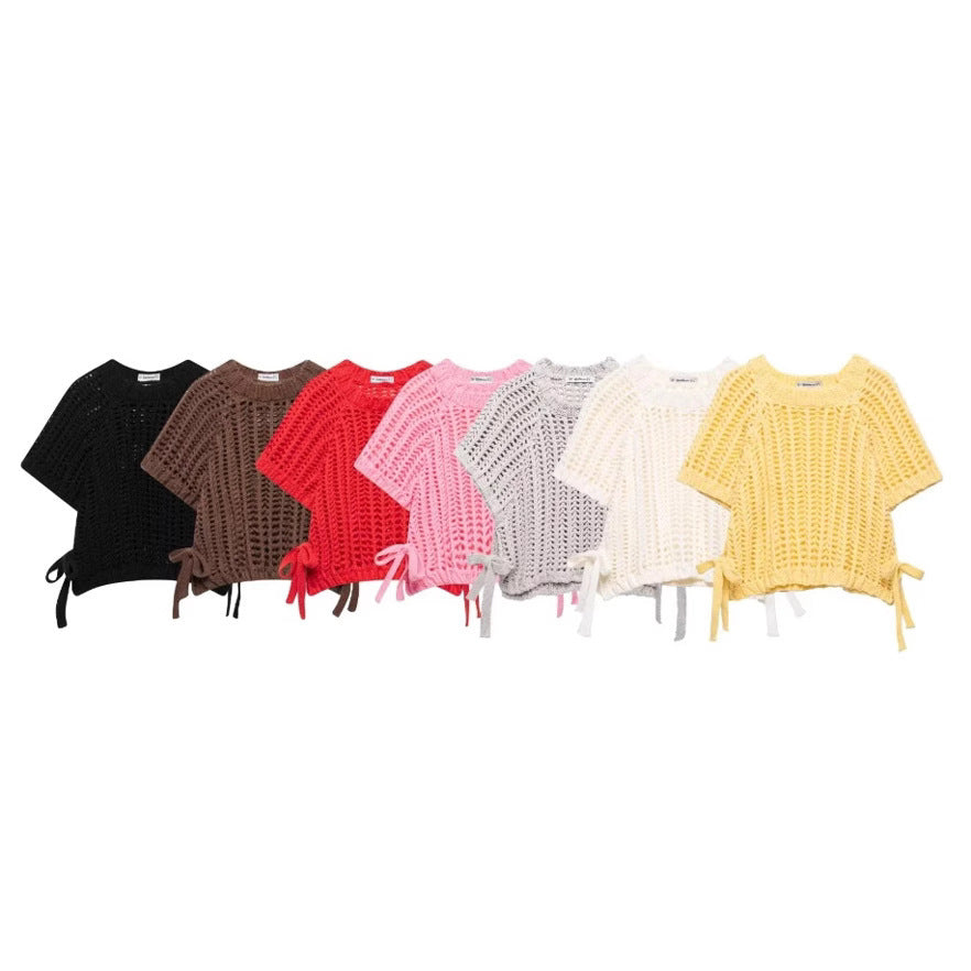 Women's Side Thick Needle Sweater With Trim