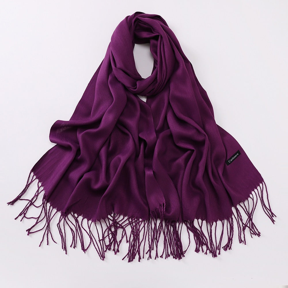 Autumn And Winter Cashmere-like Solid Color Long Scarf