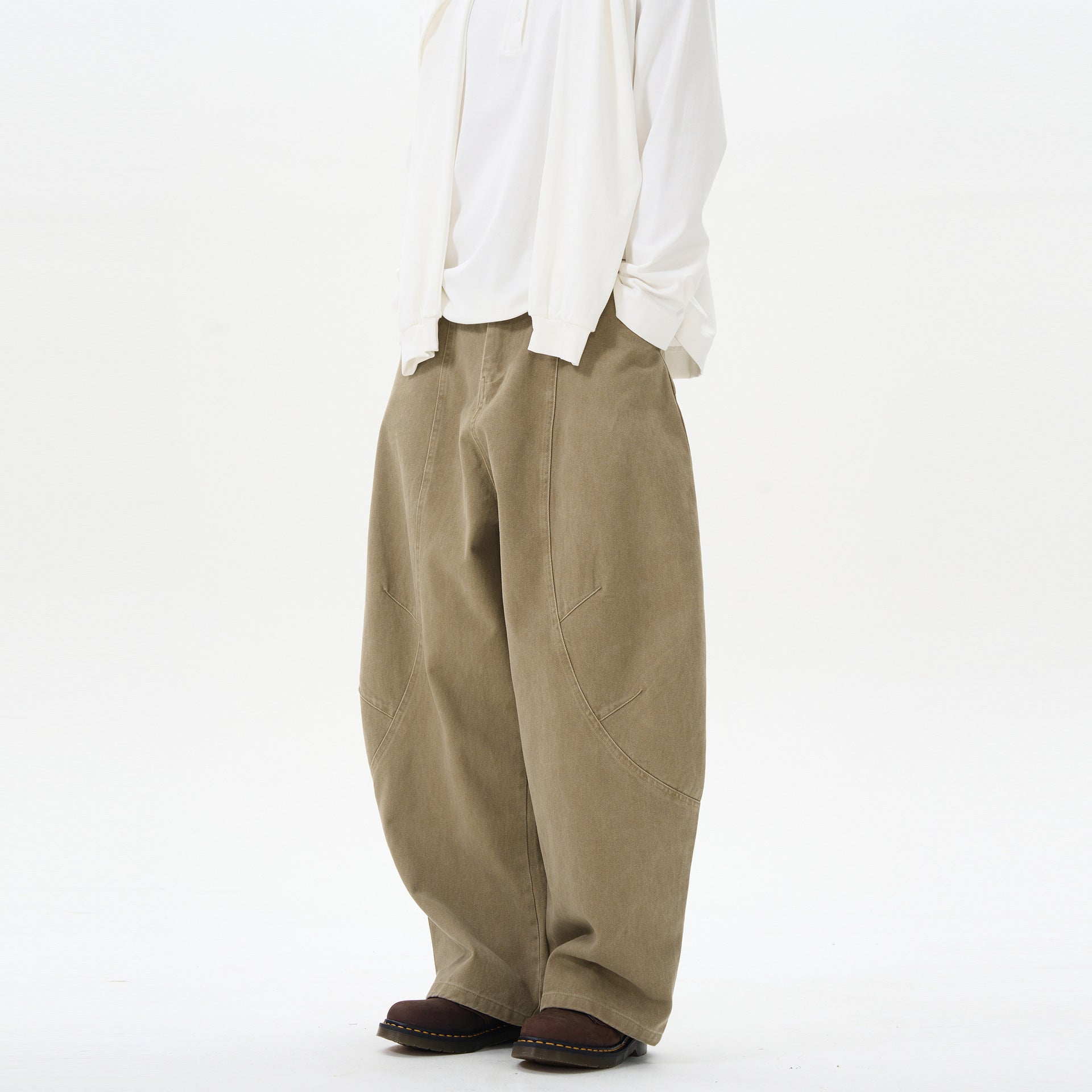 American Retro Green Brown Loose Matchet Pants Men And Women